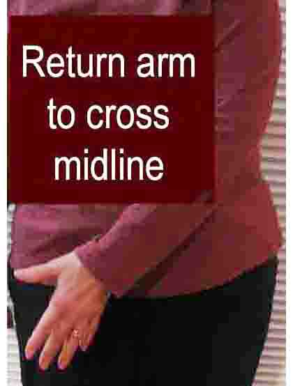 photo shows one arm reaching diagonally actoss the front of the body